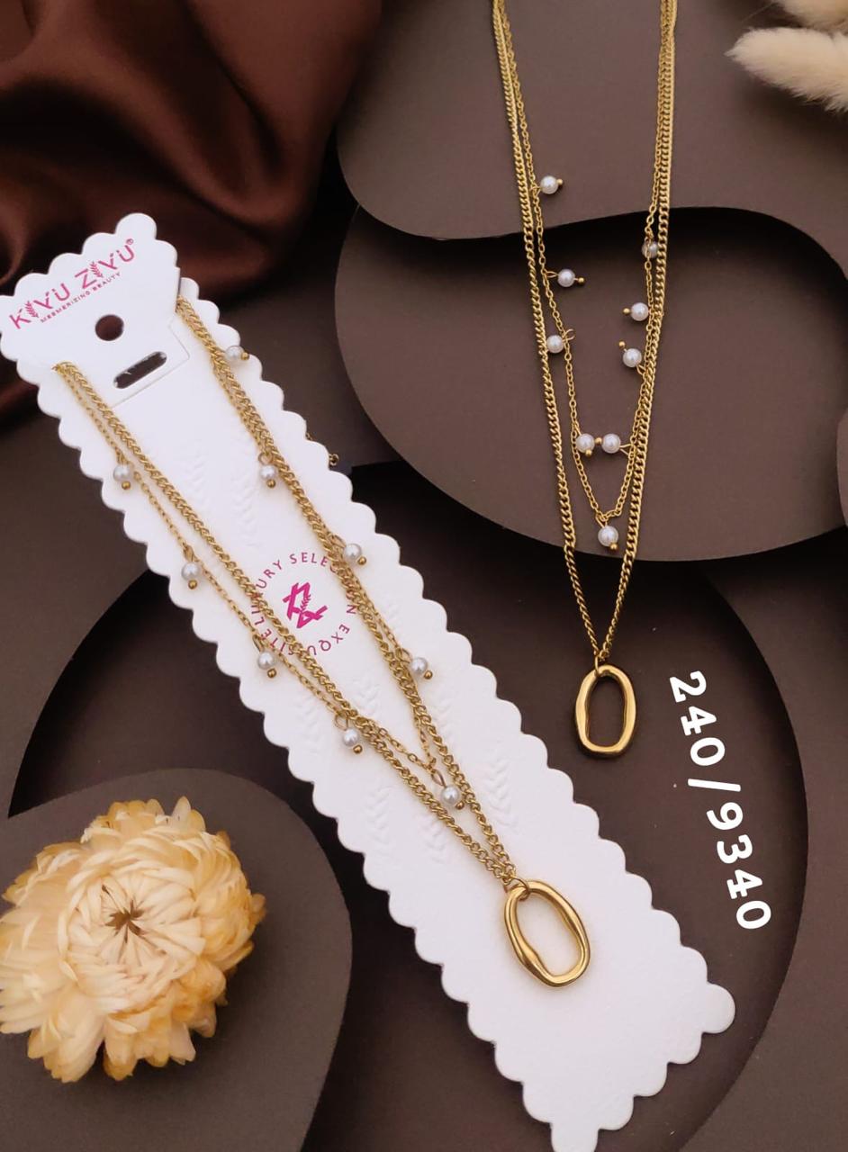 Elegant Pearl Layered Oval Pendant Necklace