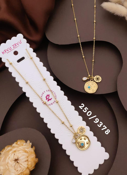 Elegant Blue Stone Celestial Charm Necklace