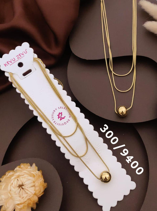 Elegant Triple-Layer Gold Ball Pendant Necklace