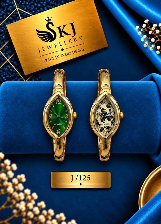 Elegant Gold-Tone Leaf-Shaped Bracelet Watch