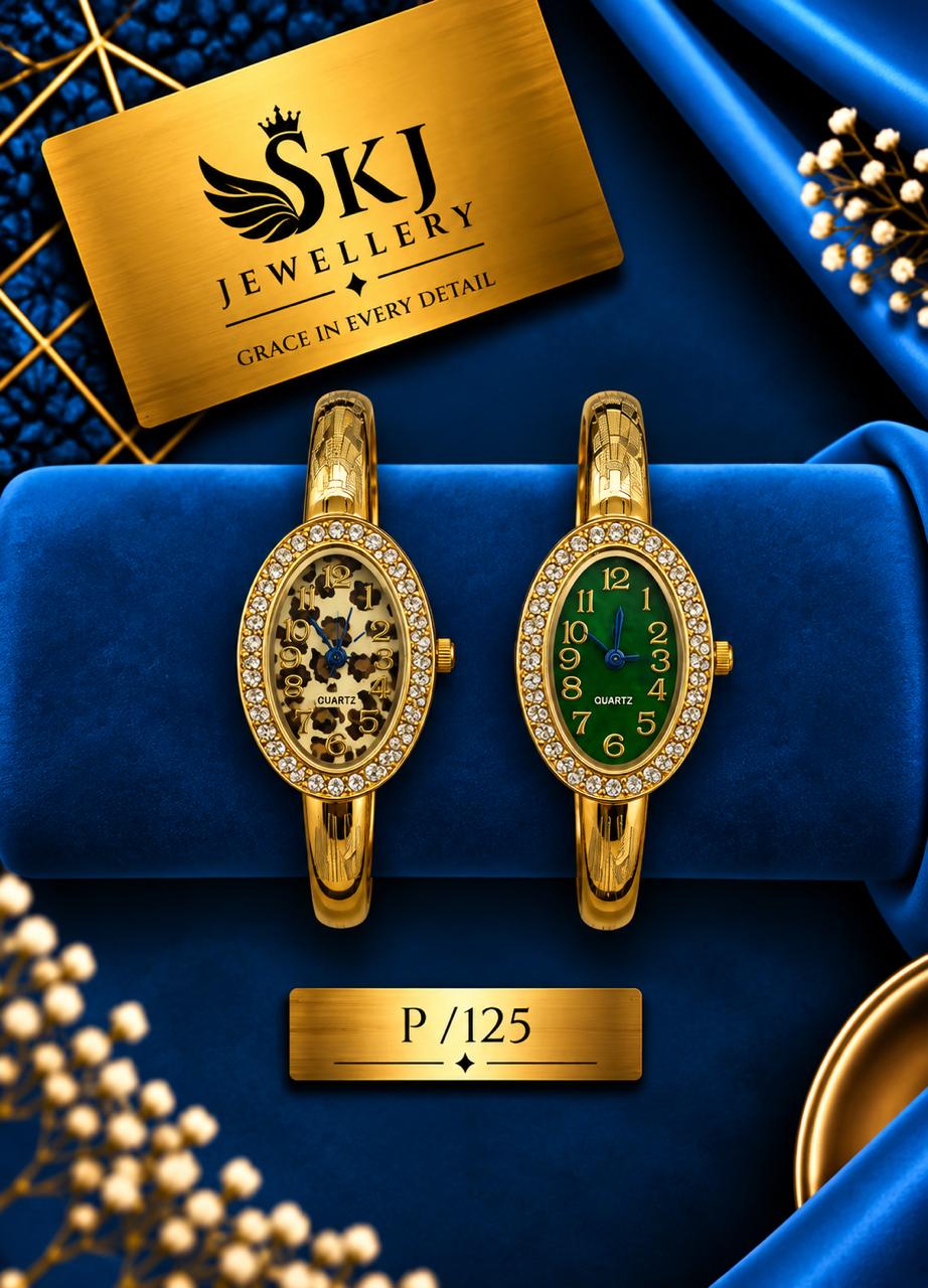 Elegant Gold-Tone Oval Bracelet Watch
