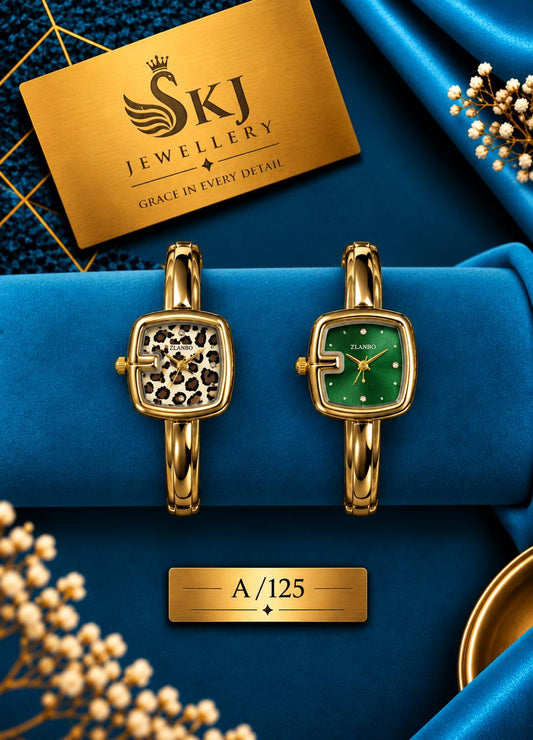 Elegant Gold-Tone Square Bracelet Watch