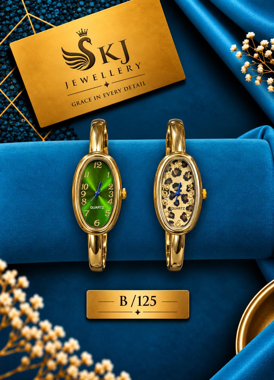 Elegant Gold-Tone Oval Bracelet Watch