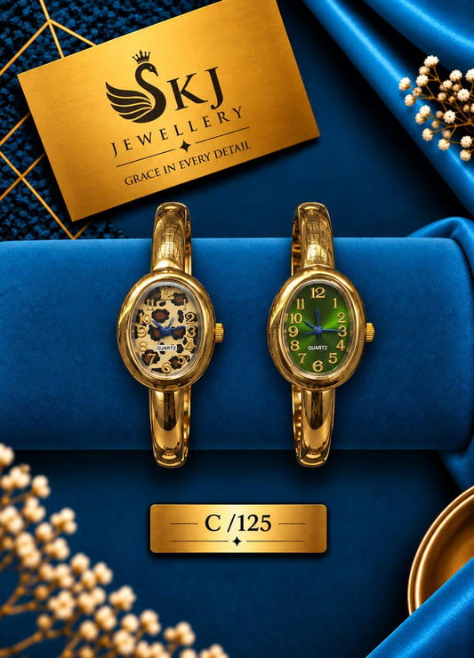 Elegant Gold-Tone Oval Bracelet Watch