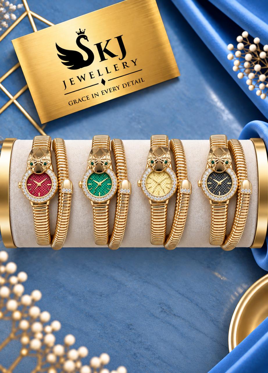 Luxury Gold-Tone Snake Bracelet Watch