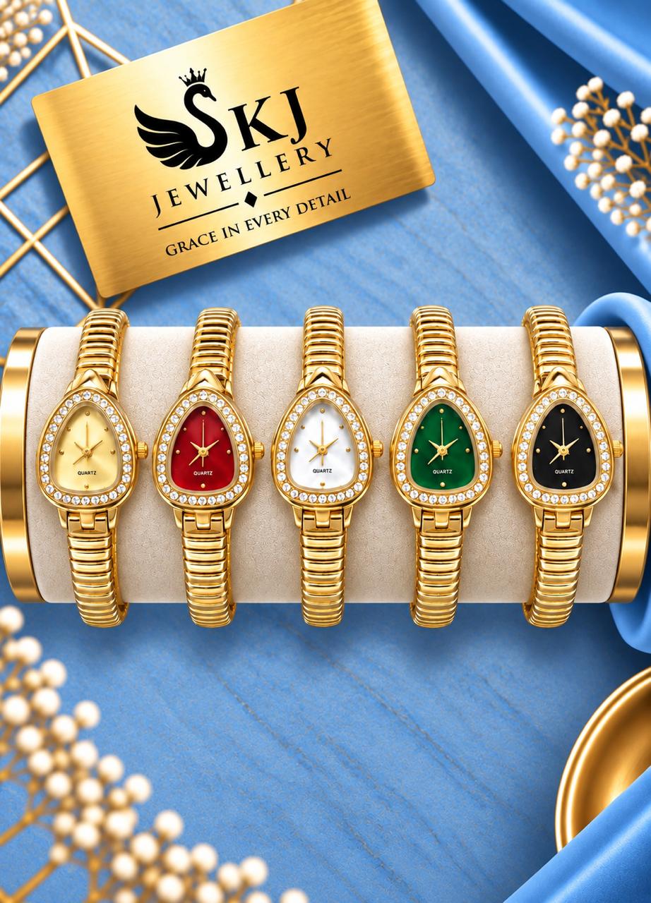 Luxury Gold-Tone Teardrop Bracelet Watch