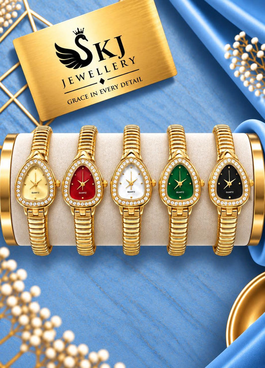 Luxury Gold-Tone Teardrop Bracelet Watch