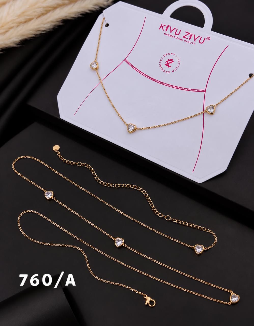 Tricolor Heart Charm Gold Waist Chain