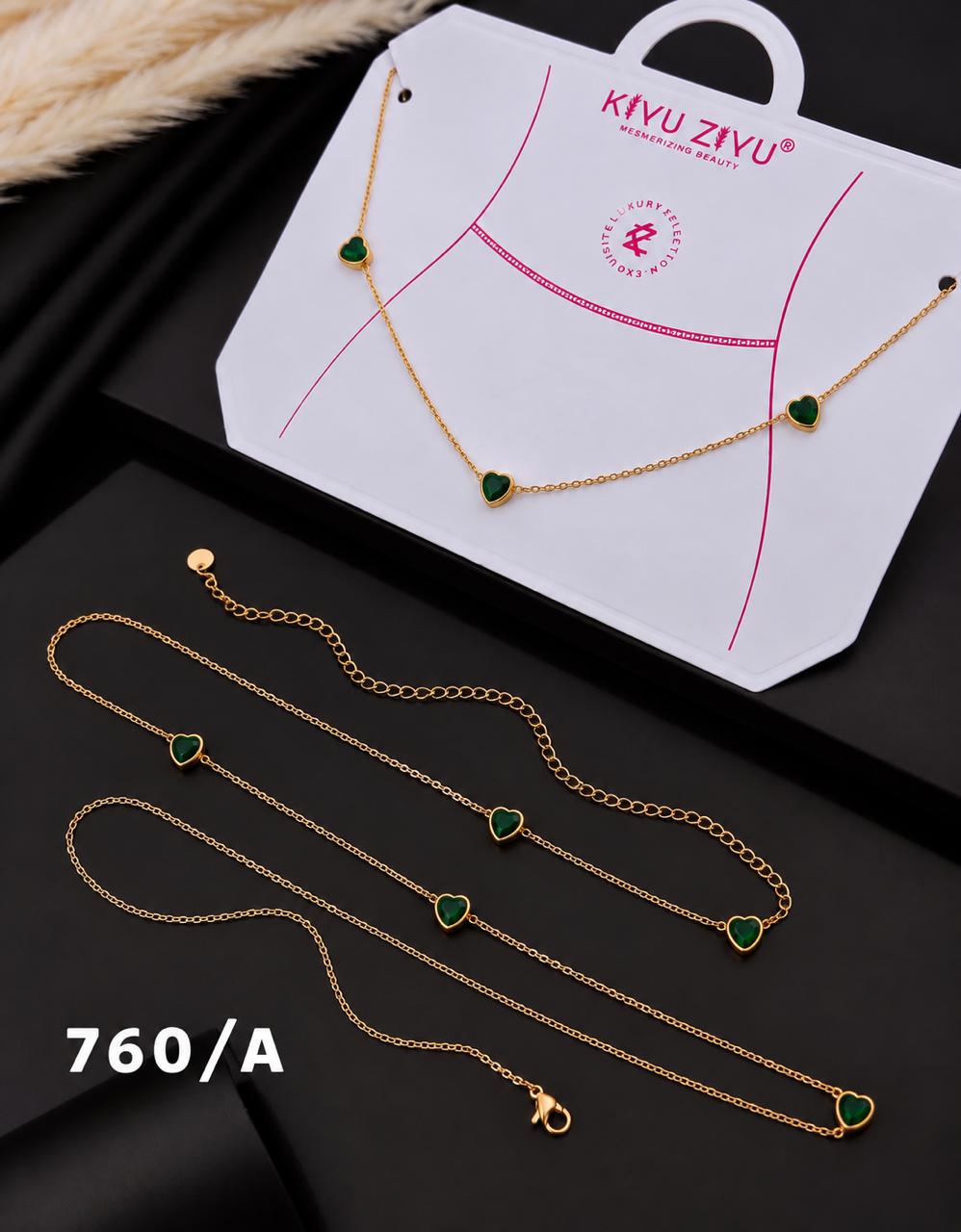 Tricolor Heart Charm Gold Waist Chain